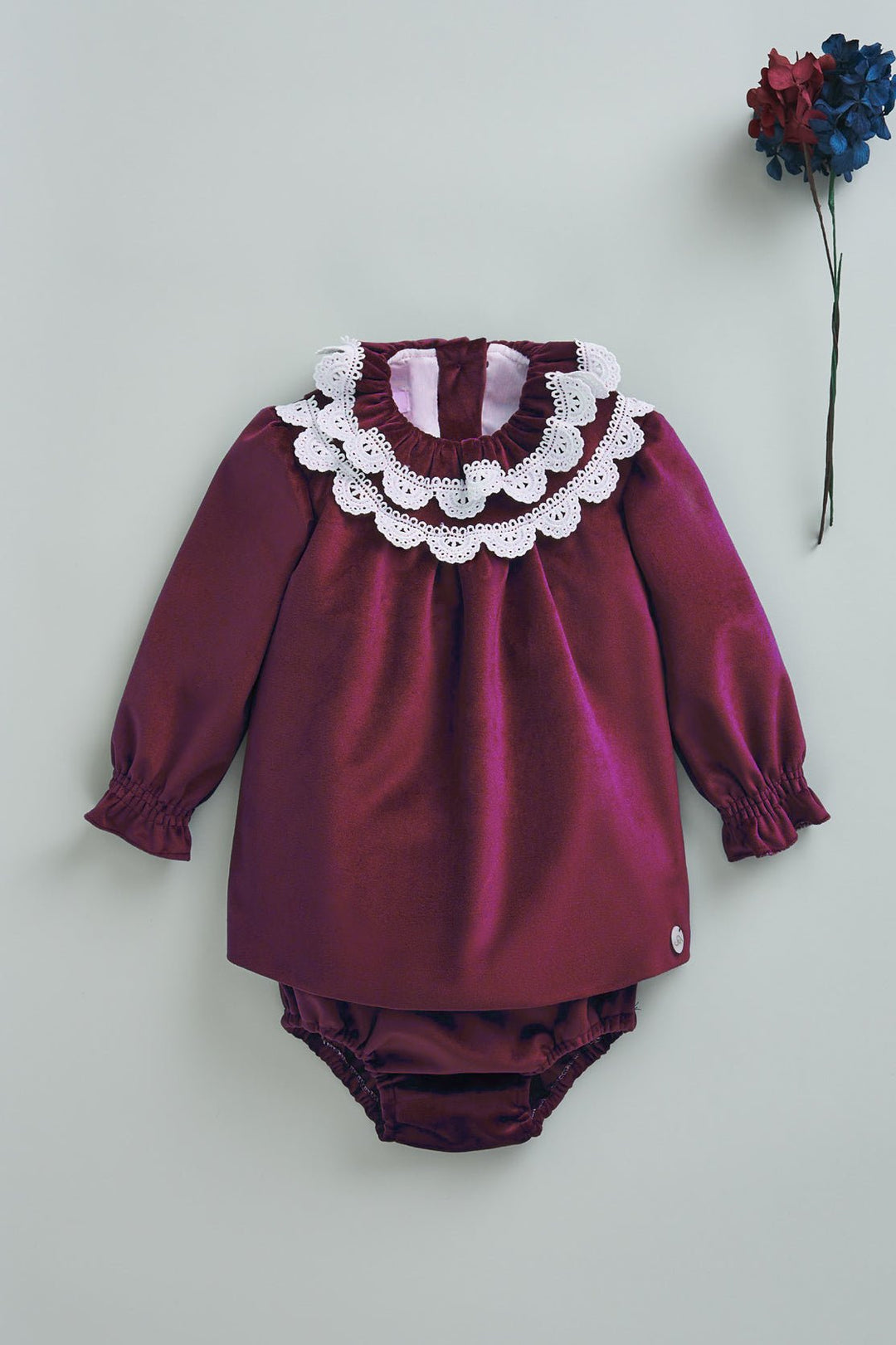 Foque "Zara" Burgundy Velvet Dress & Bloomers - Millie and John
