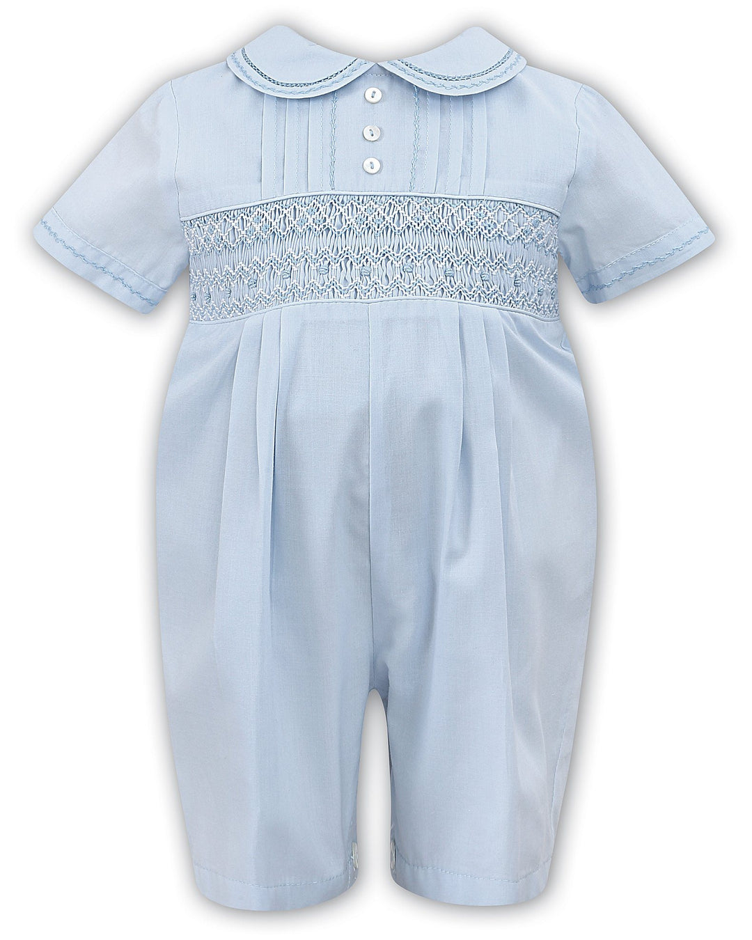 Sarah Louise "Francis" Blue Smocked Romper | Millie and John