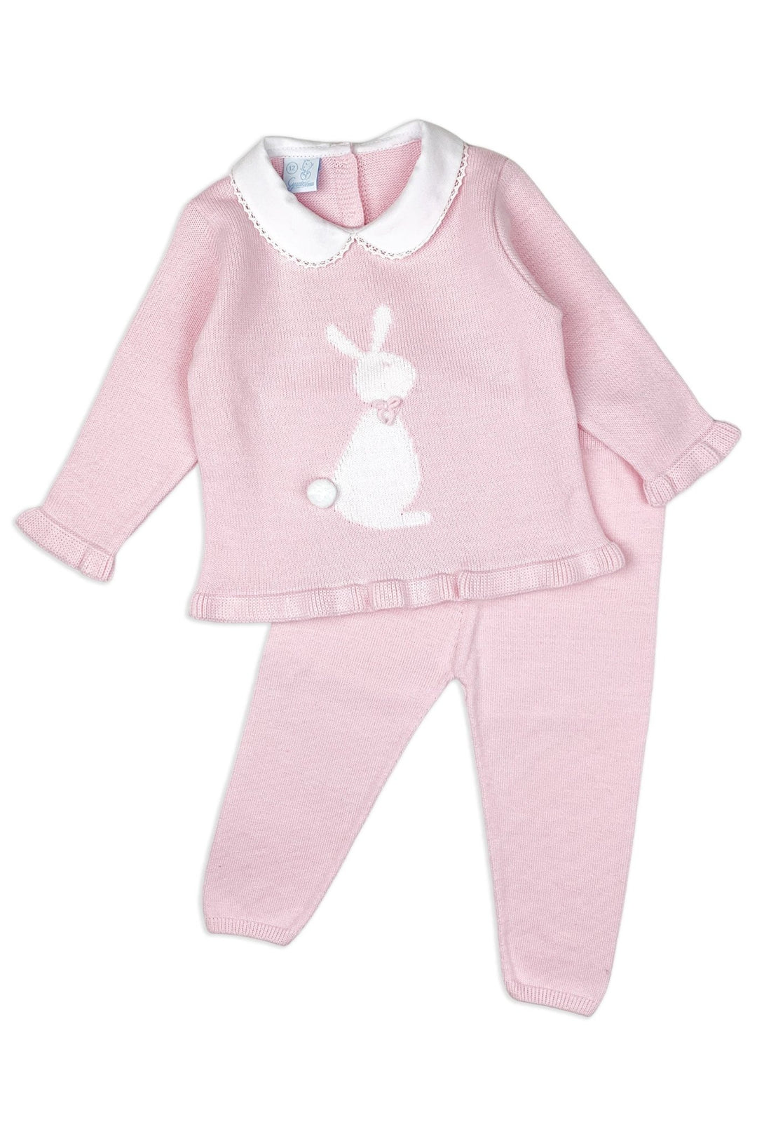 Granlei "Cecilia" Baby Pink Knitted Bunny Top & Trousers - Millie and John