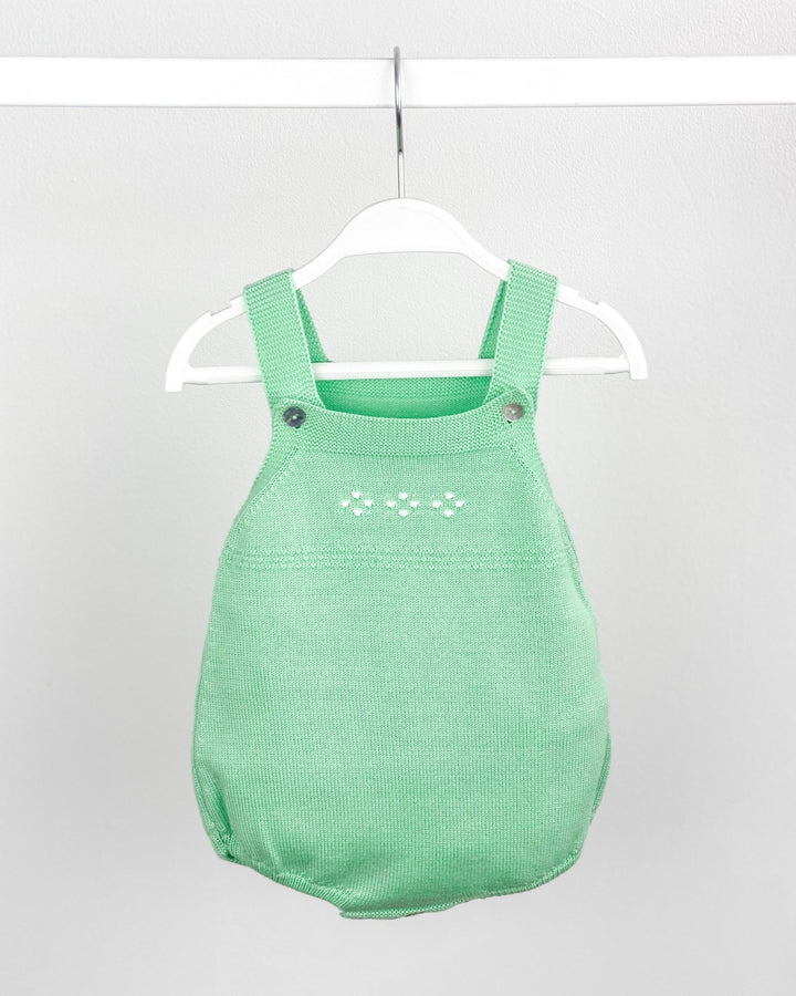 Granlei Classic Knitted Dungaree Romper - Apple Green - Millie and John