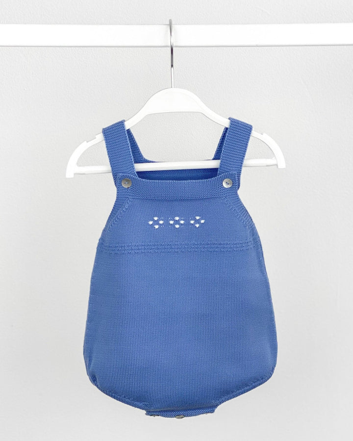 Granlei Classic Knitted Dungaree Romper - Dusky Blue - Millie and John