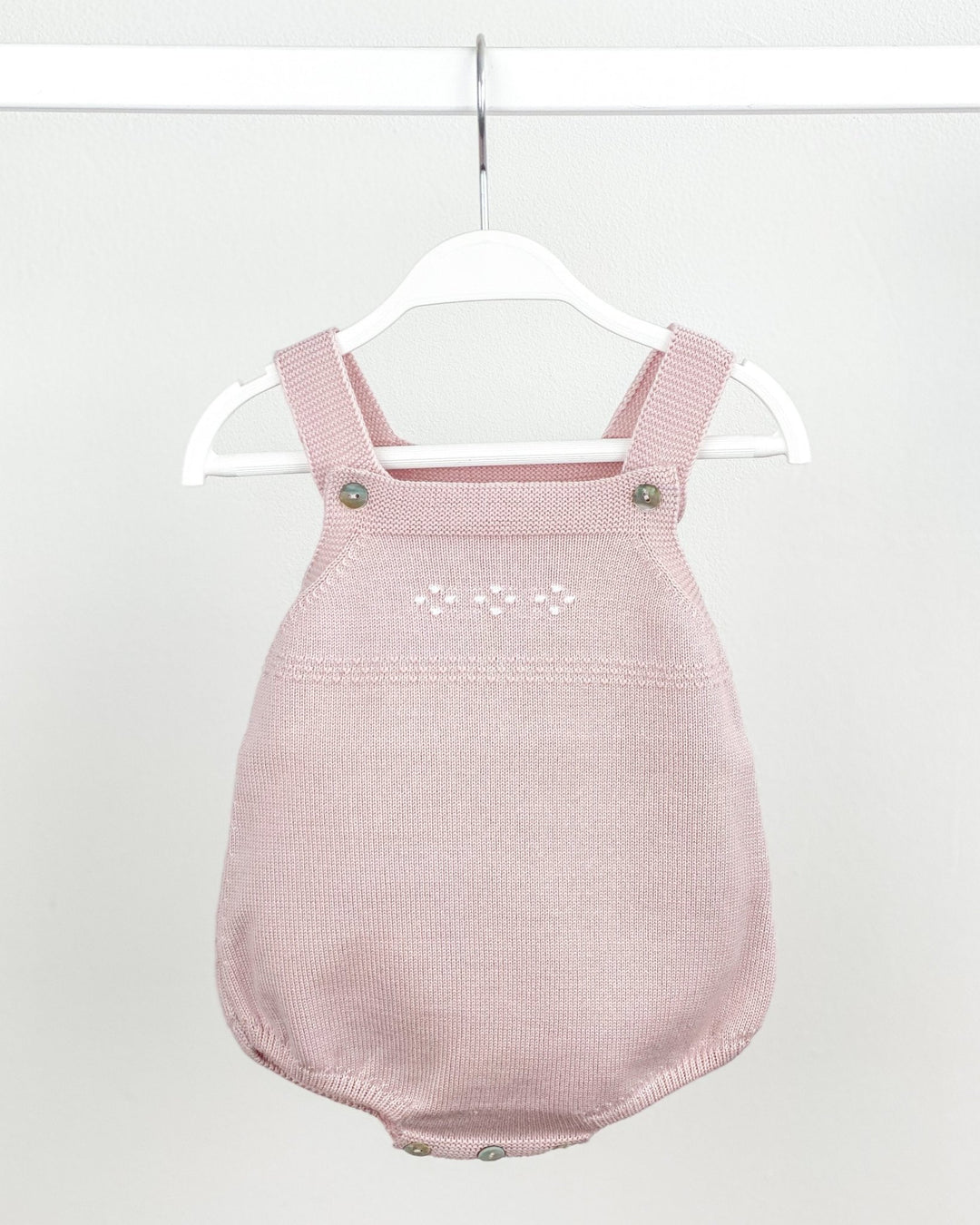 Granlei Classic Knitted Dungaree Romper - Pale Rose - Millie and John