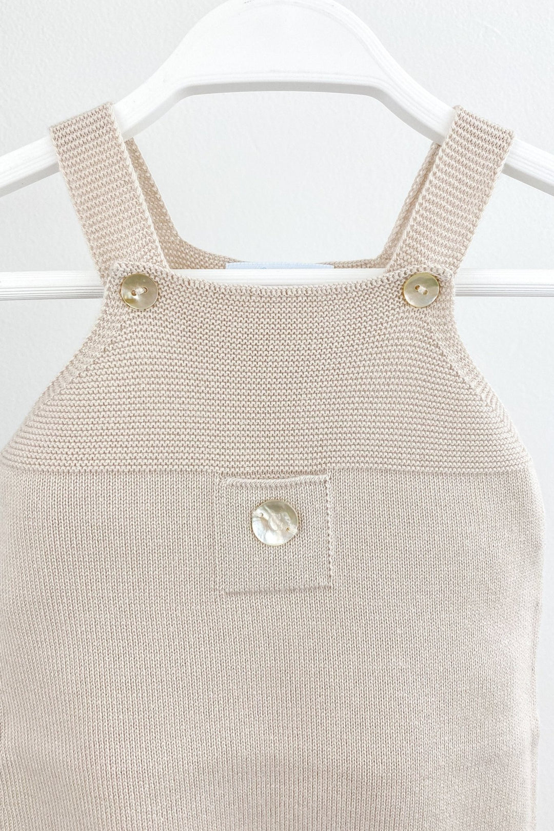 Granlei Classic Knitted Dungarees - Stone - Millie and John