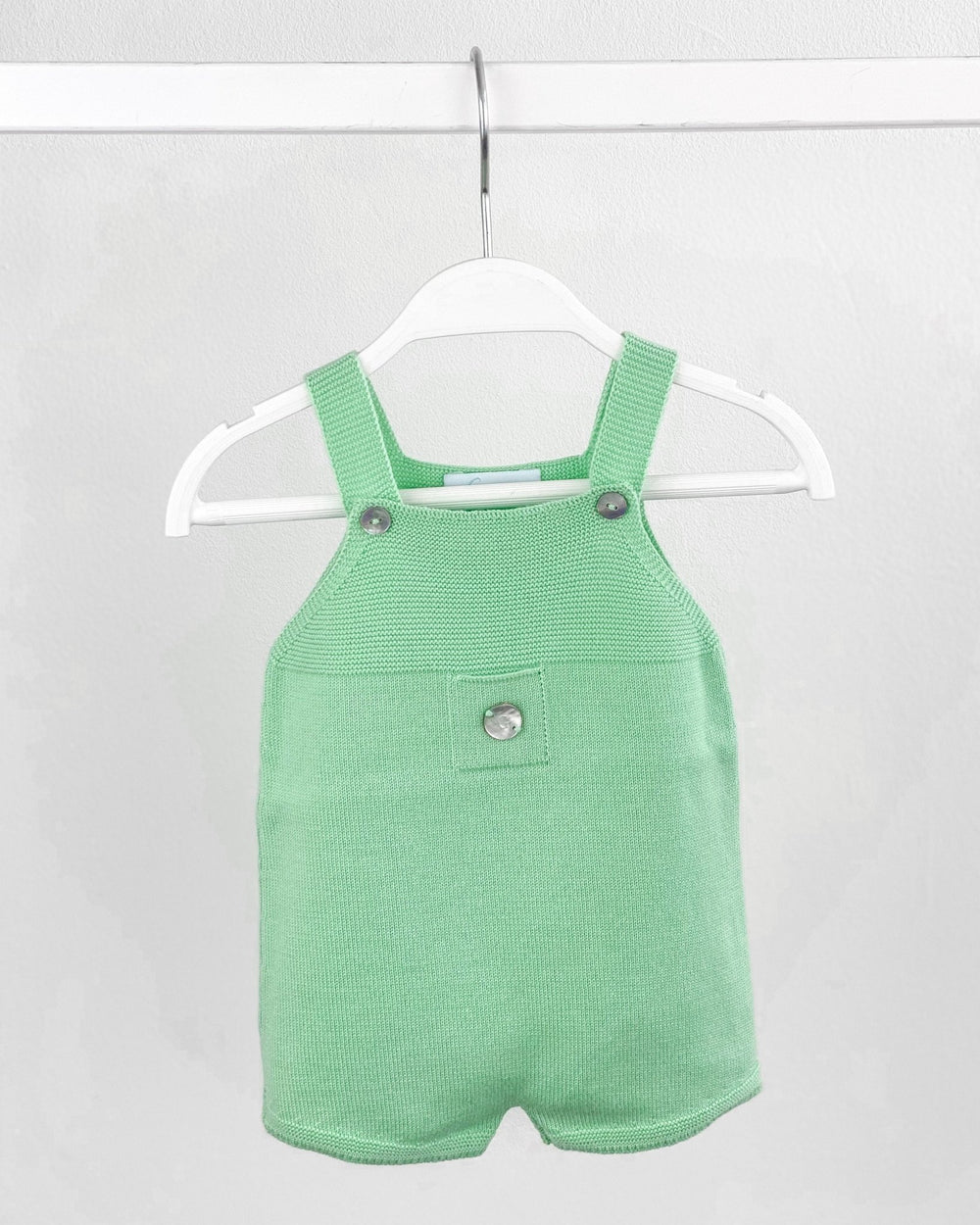 Granlei Classic Short Knitted Dungarees - Apple Green - Millie and John