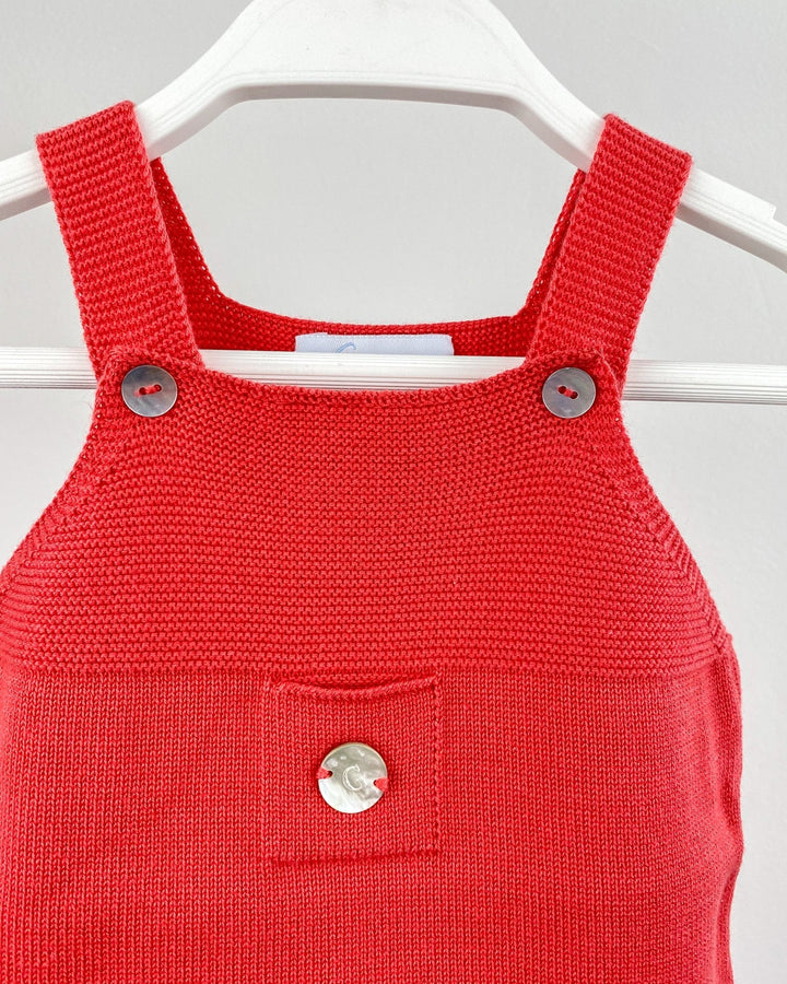 Granlei Classic Short Knitted Dungarees - Candy Apple Red - Millie and John
