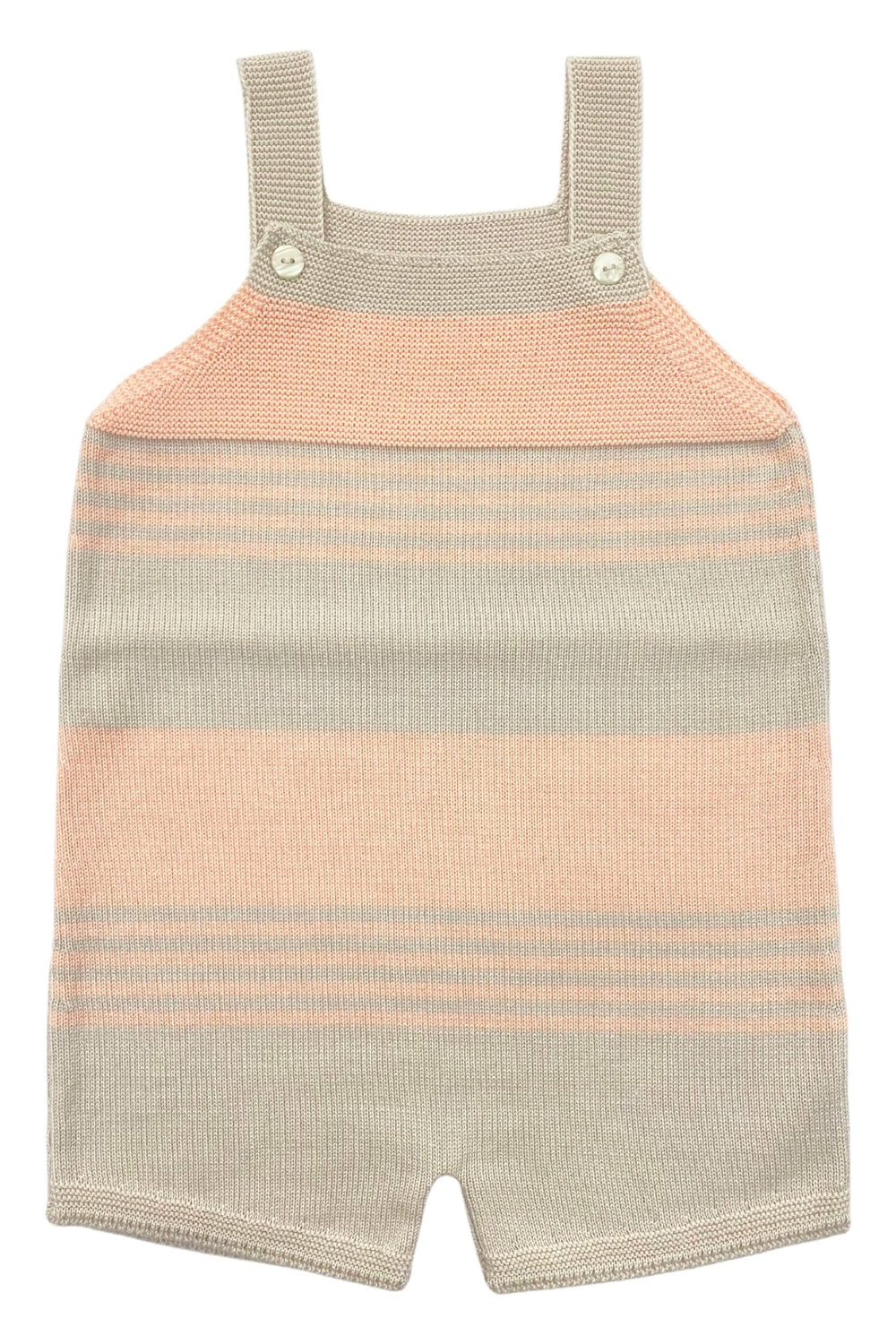 Granlei "Jovie" Stone & Peach Stripe Knit Dungarees - Millie and John