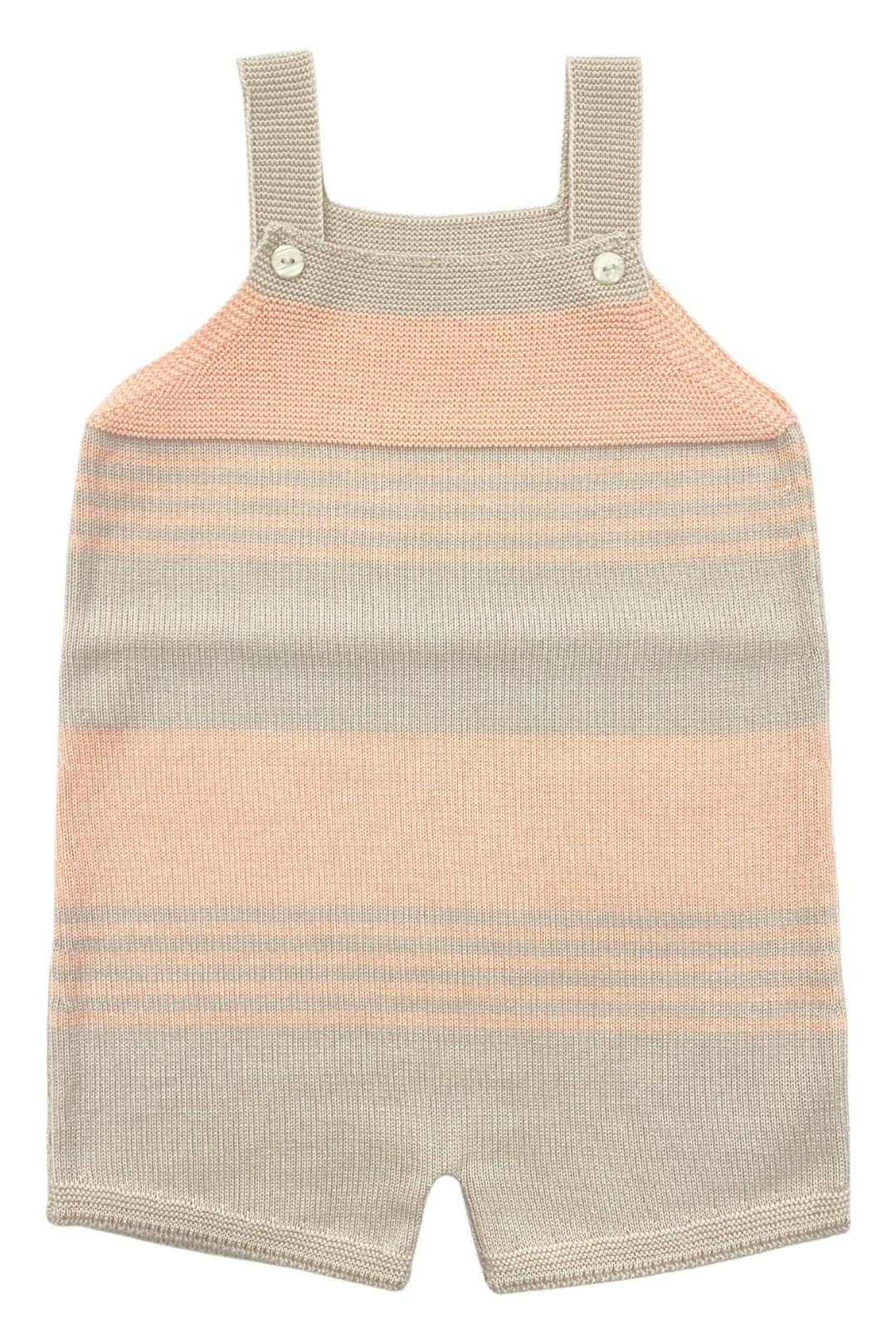 Granlei "Jovie" Stone & Peach Stripe Knit Dungarees - Millie and John