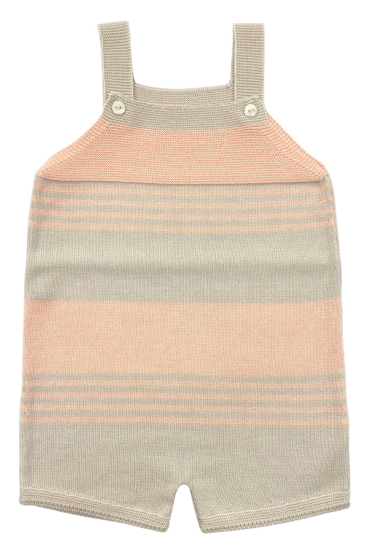 Granlei "Jovie" Stone & Peach Stripe Knit Dungarees - Millie and John