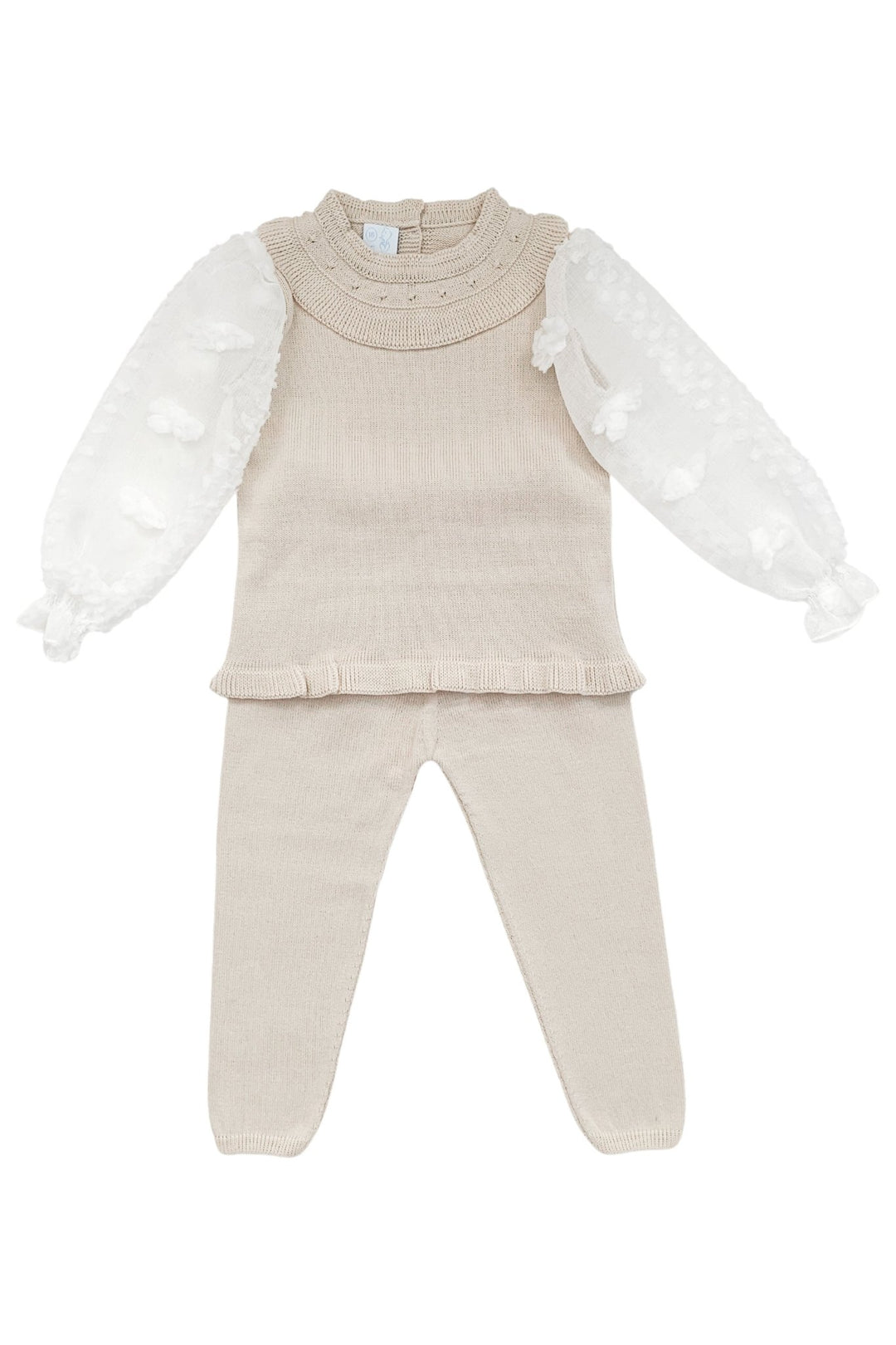 Granlei "Lottie" Tulle Sleeve Stone Knit Set - Millie and John