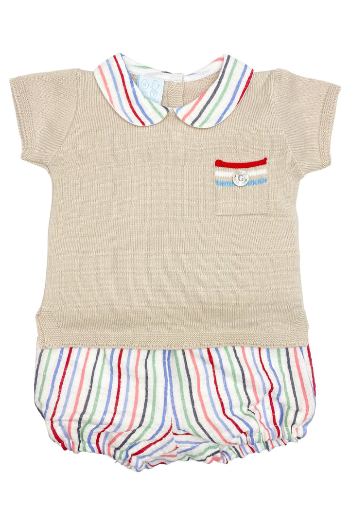 Granlei "Nico" Stone Knit Top & Striped Jam Pants - Millie and John