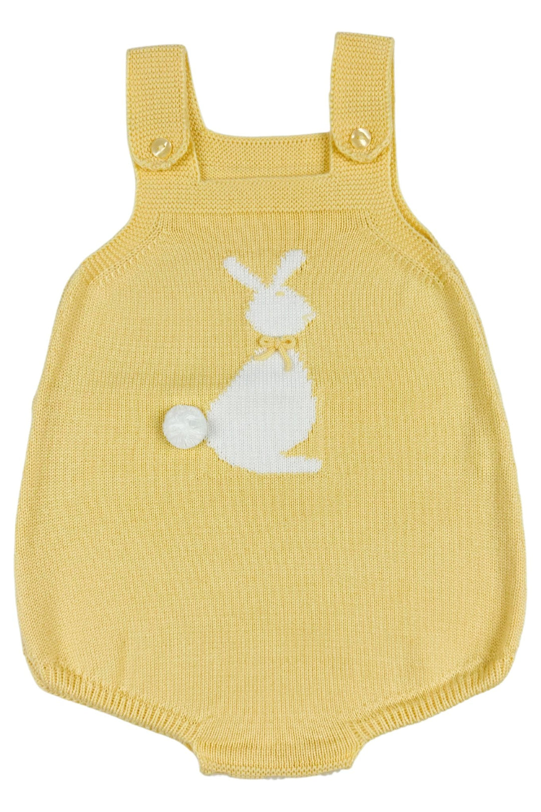 Granlei "Roux" Pale Yellow Knit Bunny Dungaree Romper - Millie and John