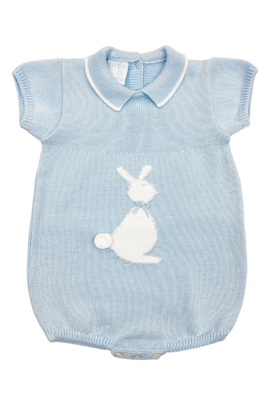 Granlei "Santi" Blue Knit Bunny Romper - Millie and John