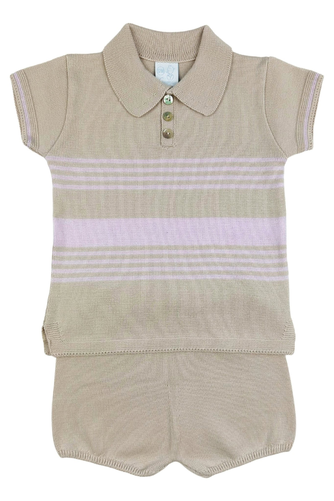 Granlei "Timmy" Stone & Lilac Stripe Knit Top & Shorts - Millie and John