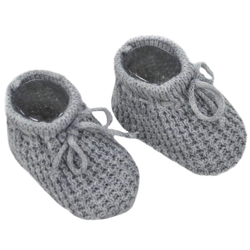 Soft Touch Grey Knitted Bootees | Millie and John
