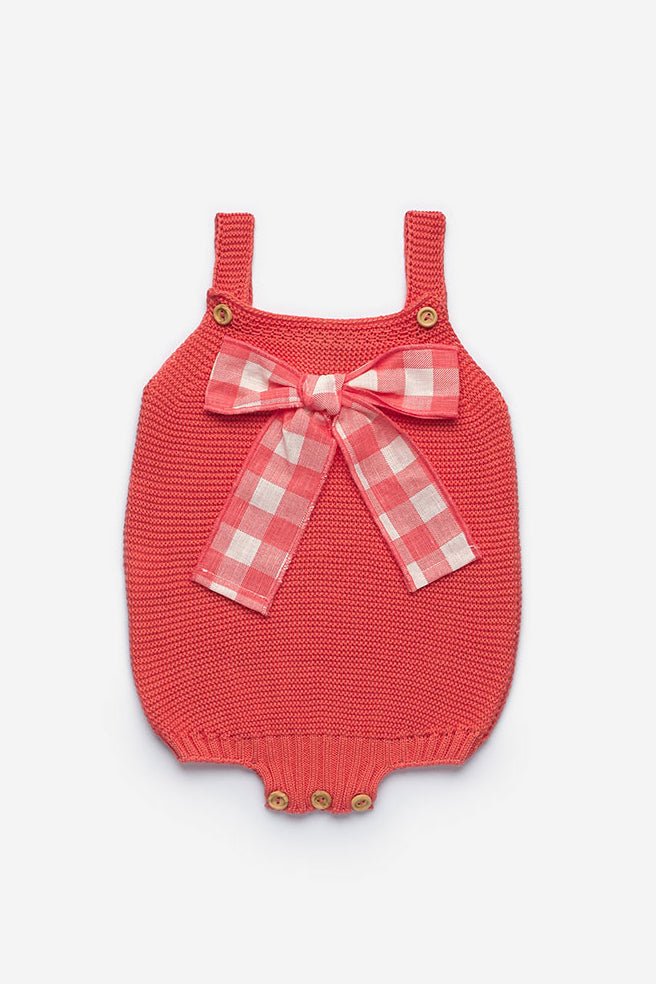 Juliana "Harlow" Knitted Gingham Bow Romper | Millie and John