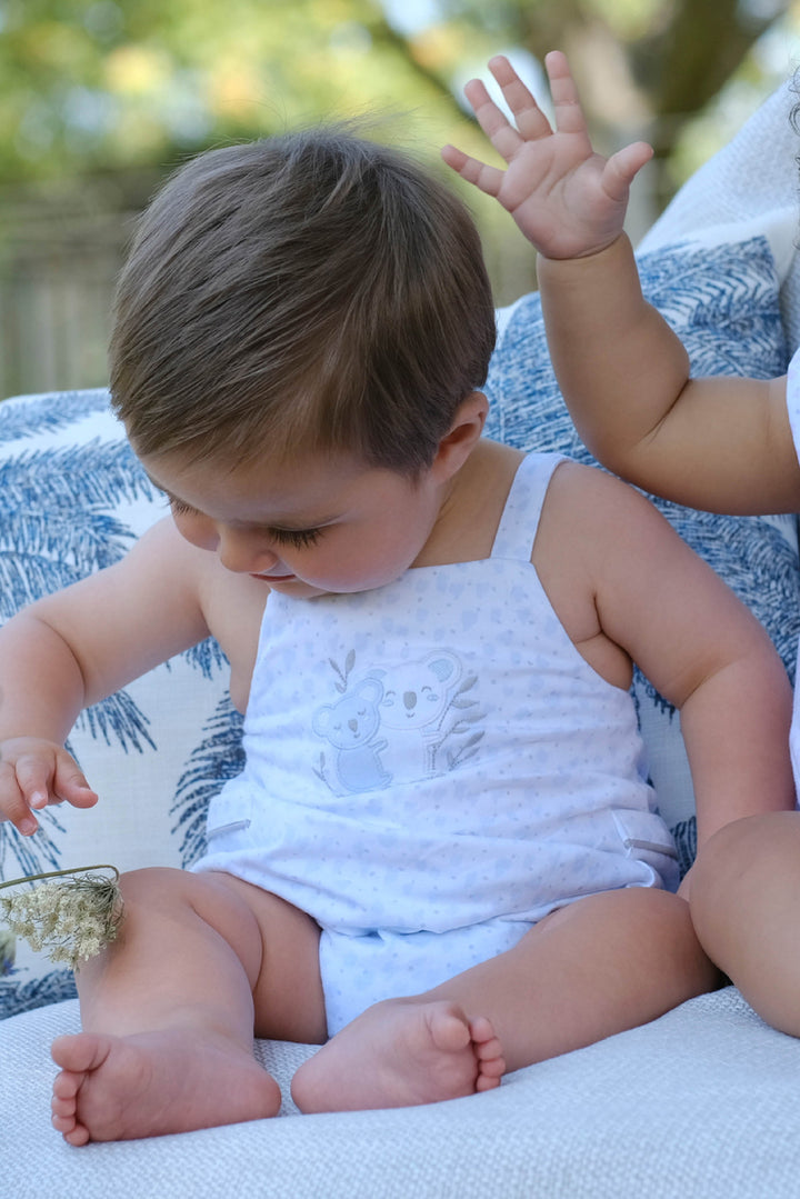 Tutto Piccolo "Augustine" Blue Koala Dungaree Romper | Millie and John