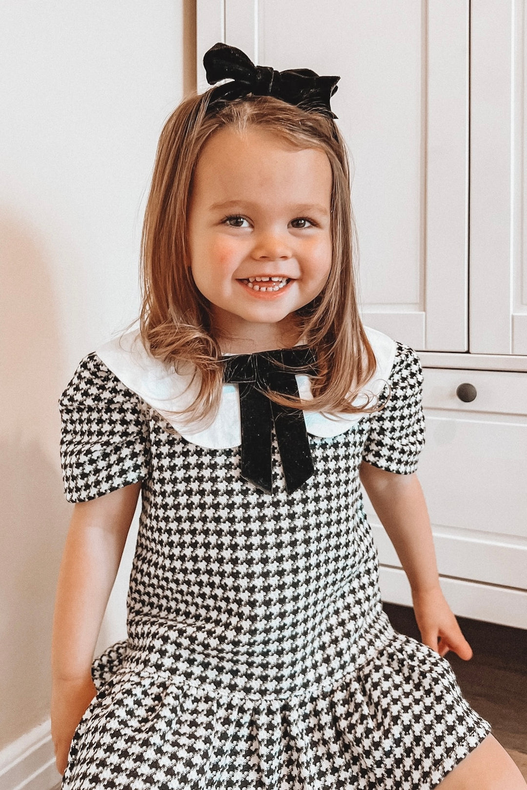 Phi "Piper" Black & White Houndstooth Dress | Millie and John