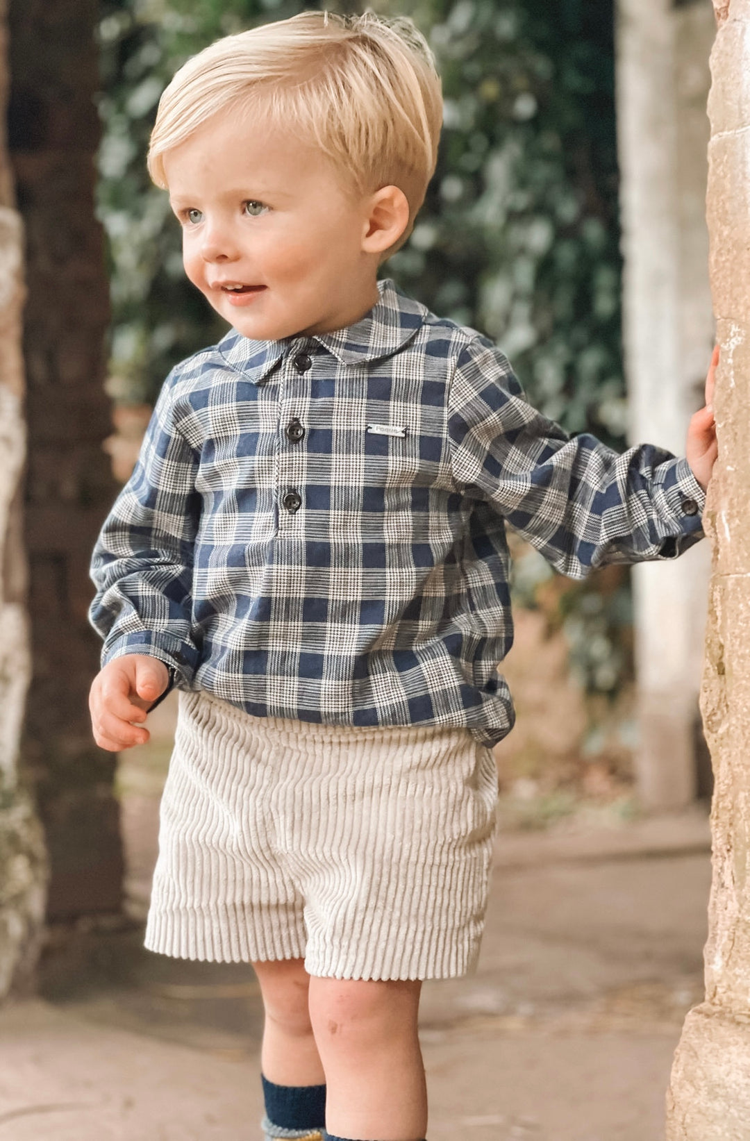 Foque "Wilbur" Navy Tartan Shirt & Cord Shorts | Millie and John