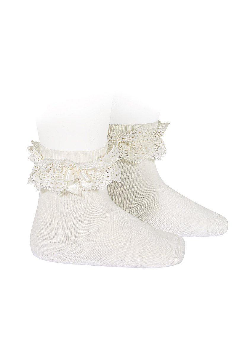 Condor Ivory Lace Trim Ankle Socks | Millie and John