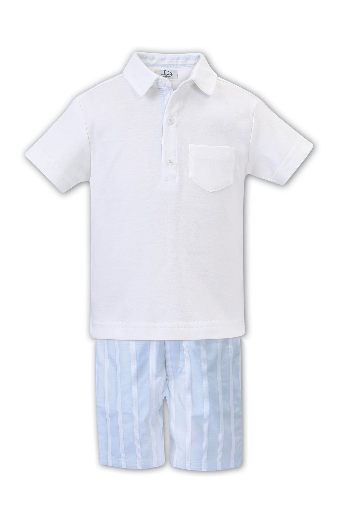 Dani "Jacob" White & Blue Striped Shorts & Polo Shirt | Millie and John