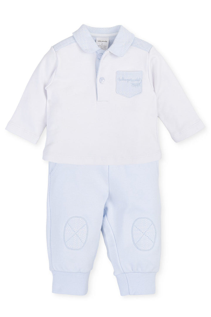 Tutto Piccolo "Jorge" Blue Collared Polo Shirt & Trousers | Millie and John