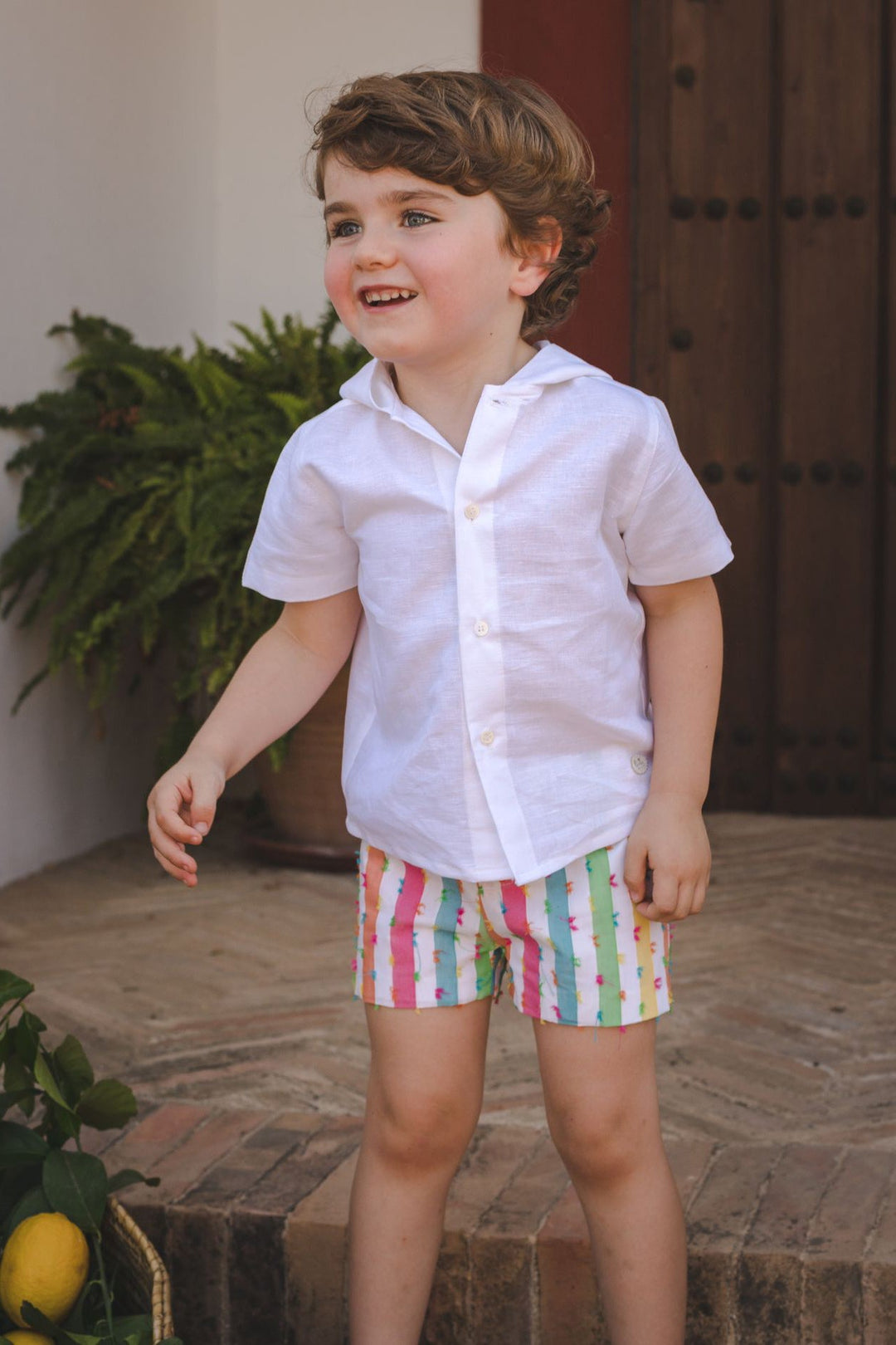 José Varón "Hartley" Hoodie & Multicoloured Striped Shorts - Millie and John