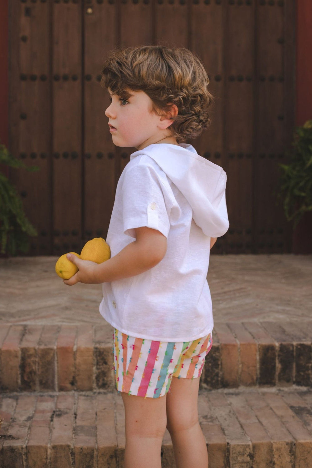 José Varón "Hartley" Hoodie & Multicoloured Striped Shorts - Millie and John