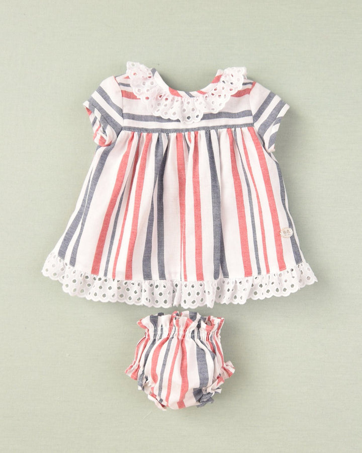 José Varón "Heidi" Red & Navy Striped Dress & Bloomers - Millie and John