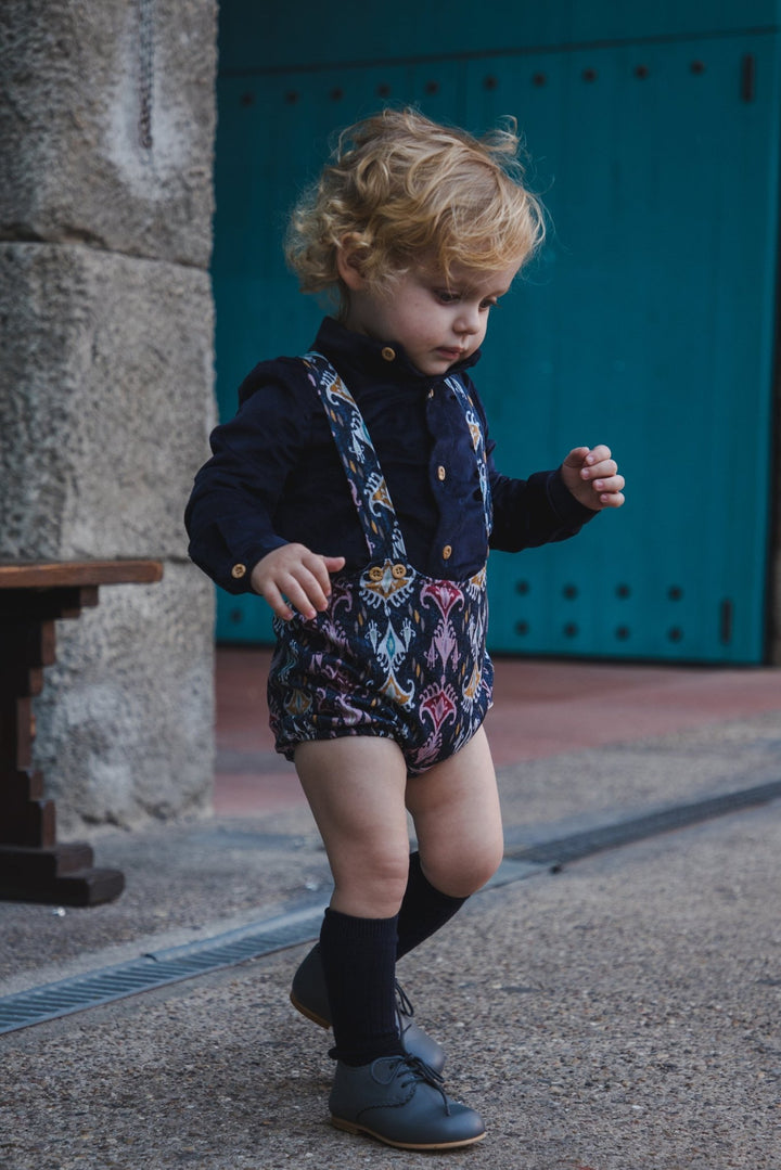 José Varón "Jaxon" Navy Shirt & Jacquard Print Jam Pants - Millie and John