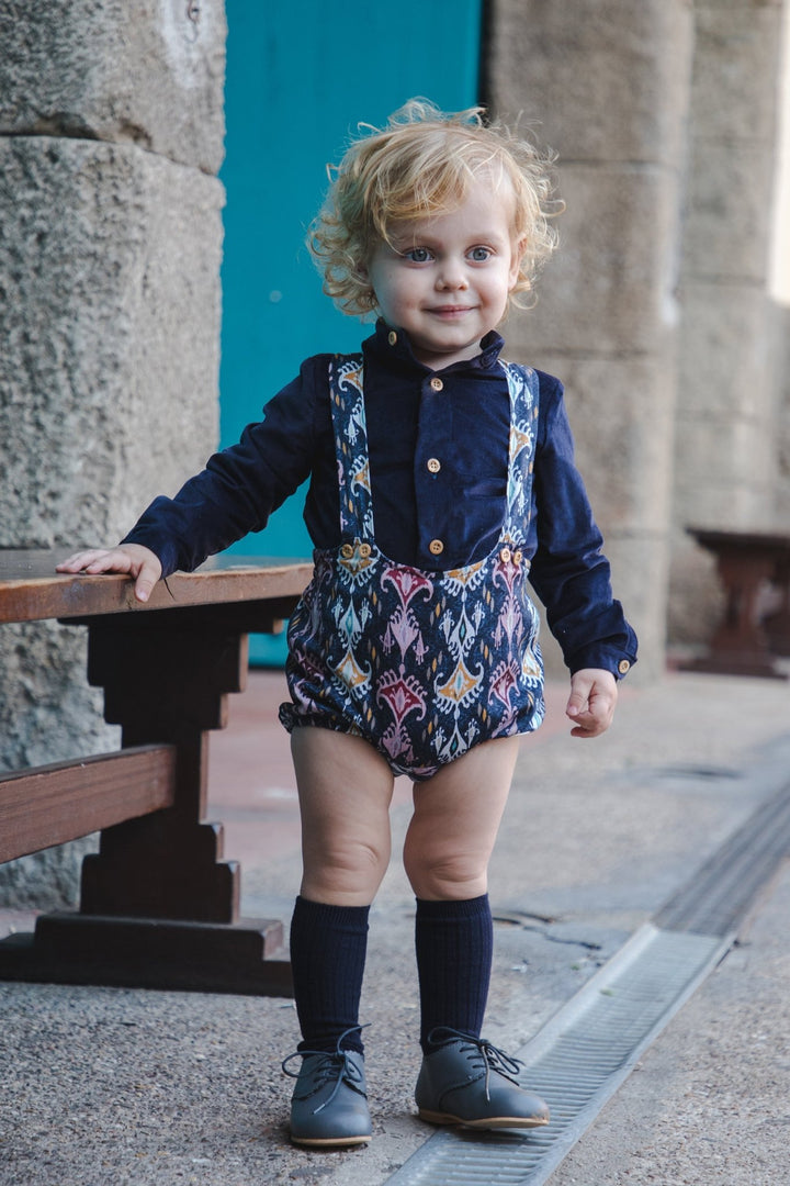 José Varón "Jaxon" Navy Shirt & Jacquard Print Jam Pants - Millie and John