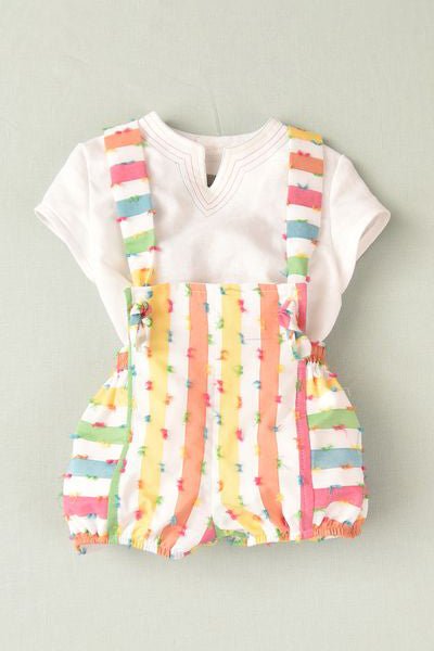 José Varón "Maddox" Multicoloured Striped Shirt & Dungaree Romper - Millie and John