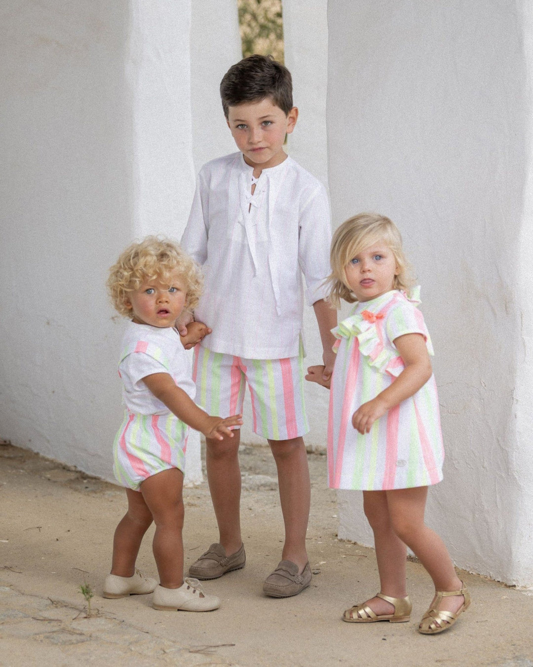 José Varón "Micah" Neon Stripe Shirt & Jam Pants - Millie and John