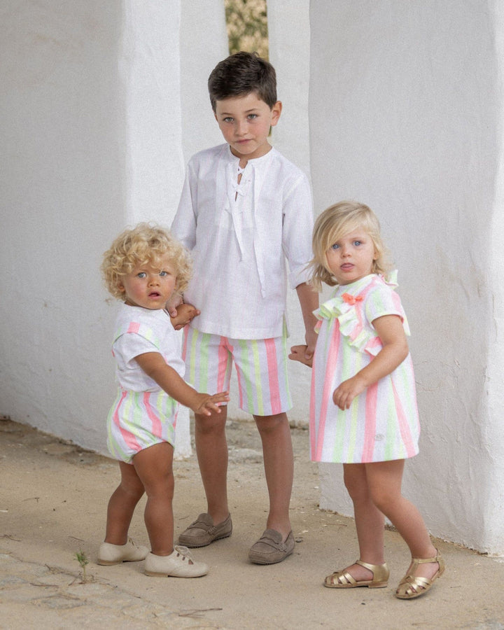 José Varón "Micah" Neon Stripe Shirt & Jam Pants - Millie and John