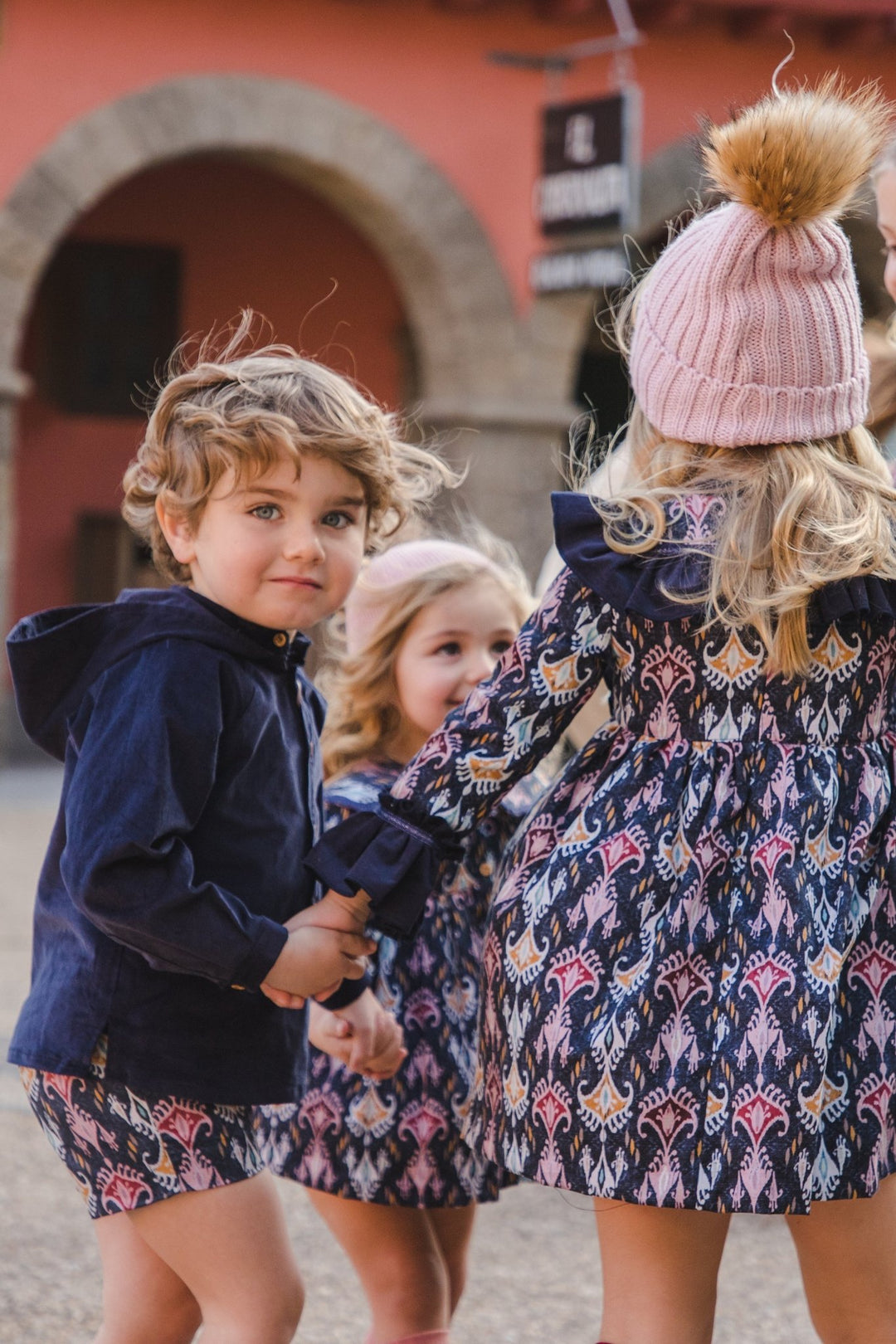 José Varón "Samuel" Navy Hooded Shirt & Jacquard Print Shorts - Millie and John