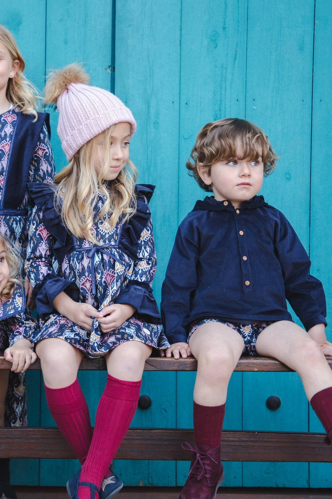 José Varón "Samuel" Navy Hooded Shirt & Jacquard Print Shorts - Millie and John