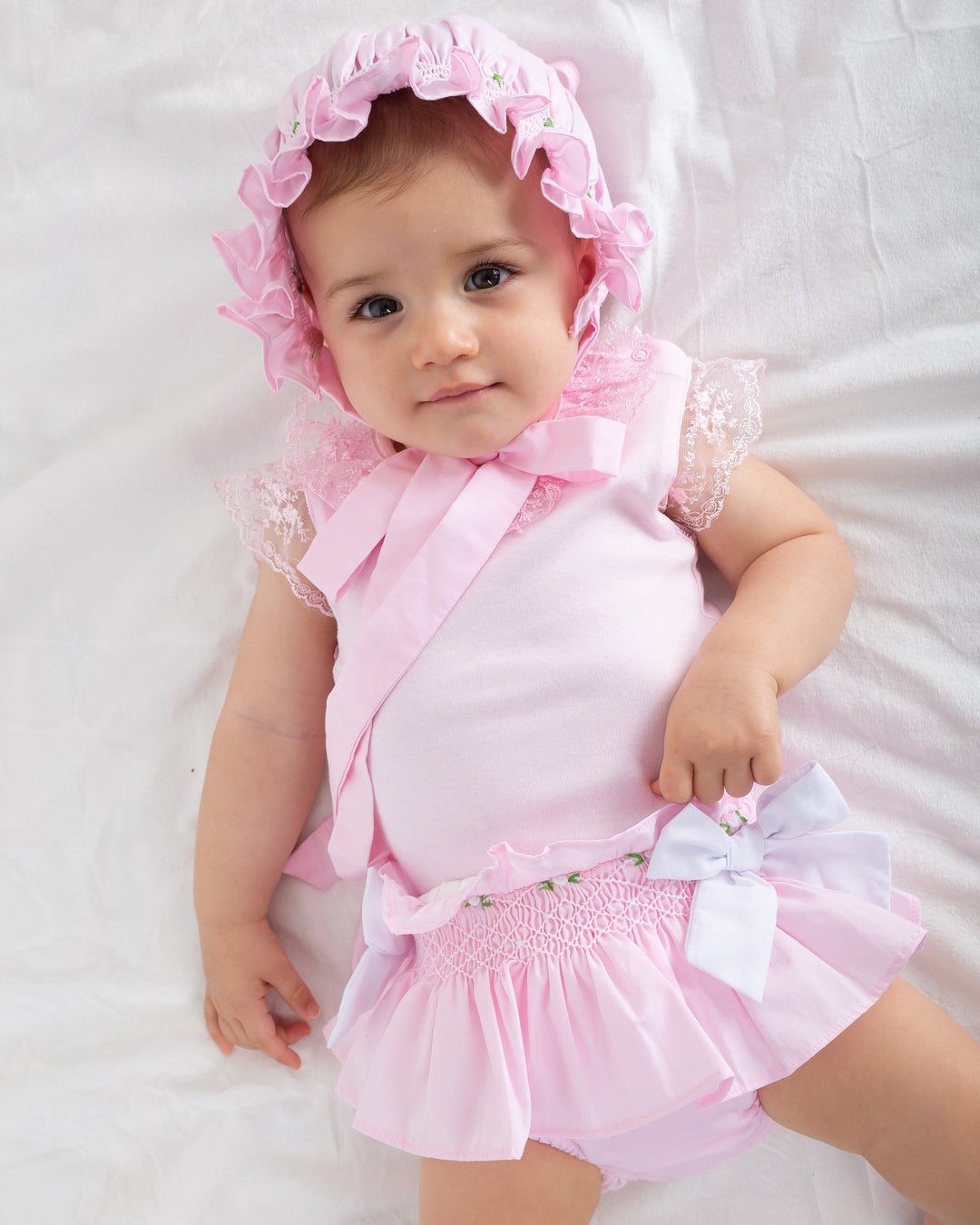 Caramelo Kids "Julia" Pink Smocked Bow Bloomers | Millie and John