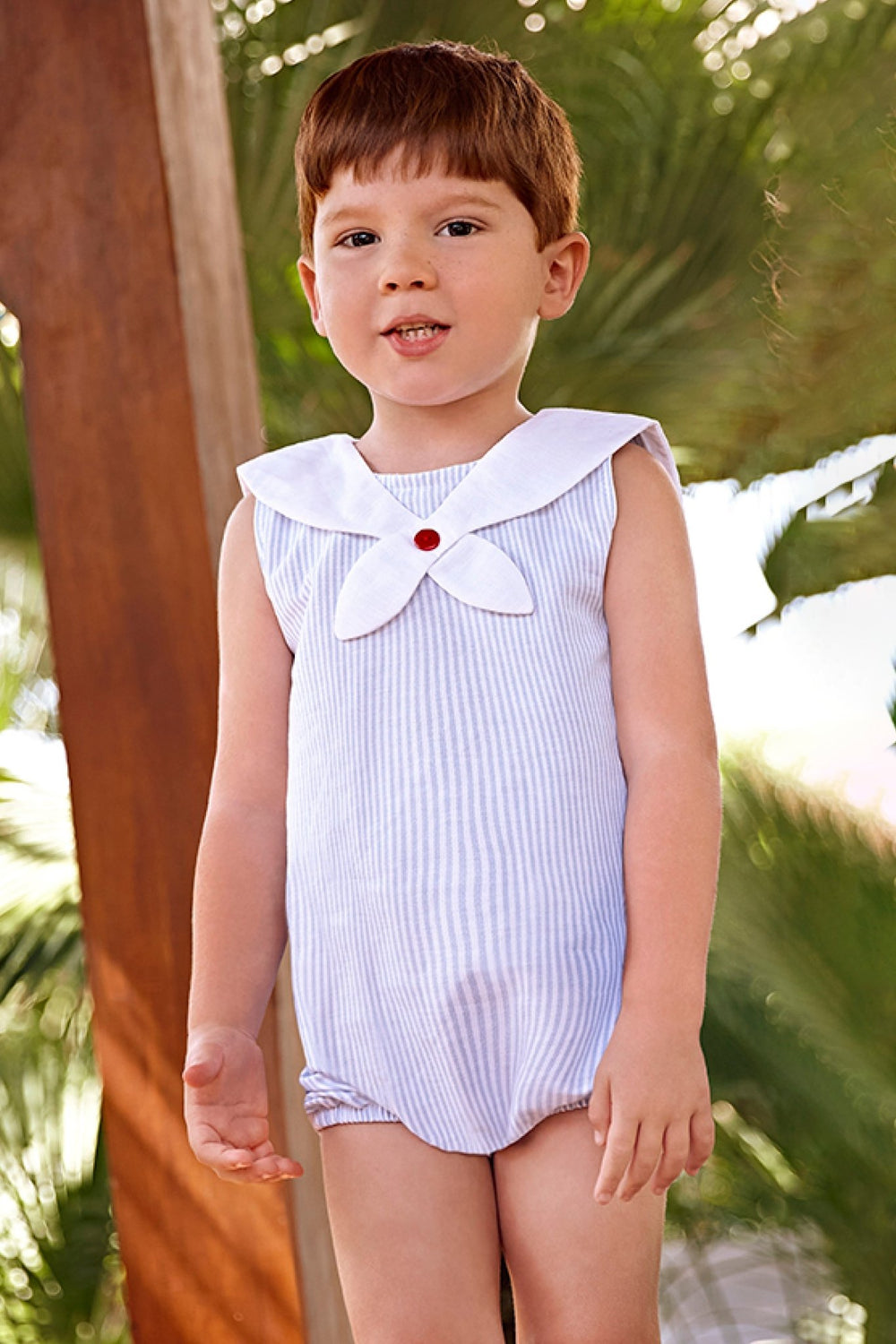 Juliana "Alvie" Blue Striped Sailor Romper - Millie and John