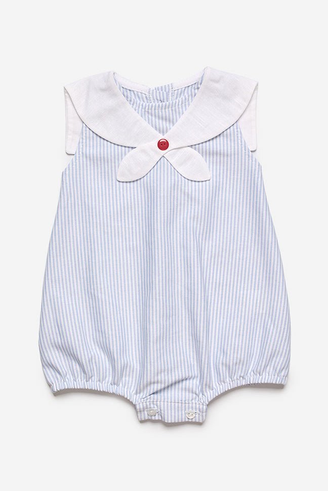 Juliana "Alvie" Blue Striped Sailor Romper - Millie and John