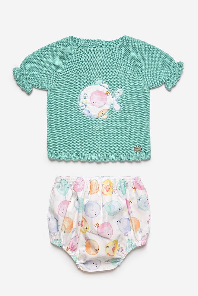 Juliana "Amari" Duck Egg Knit Top & Pufferfish Jam Pants - Millie and John