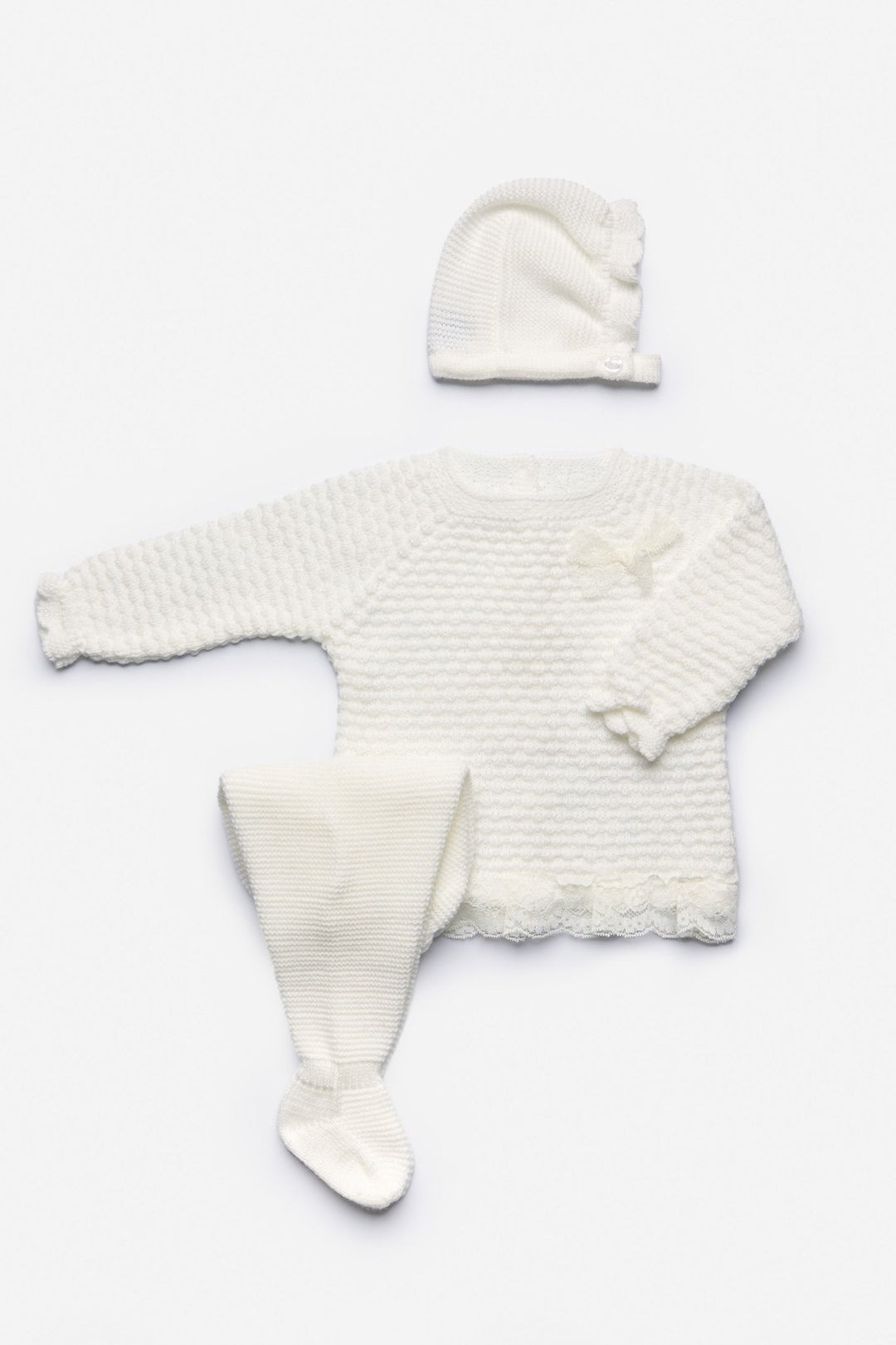 Juliana "Avery" Ivory Knit Top, Leggings & Bonnet - Millie and John