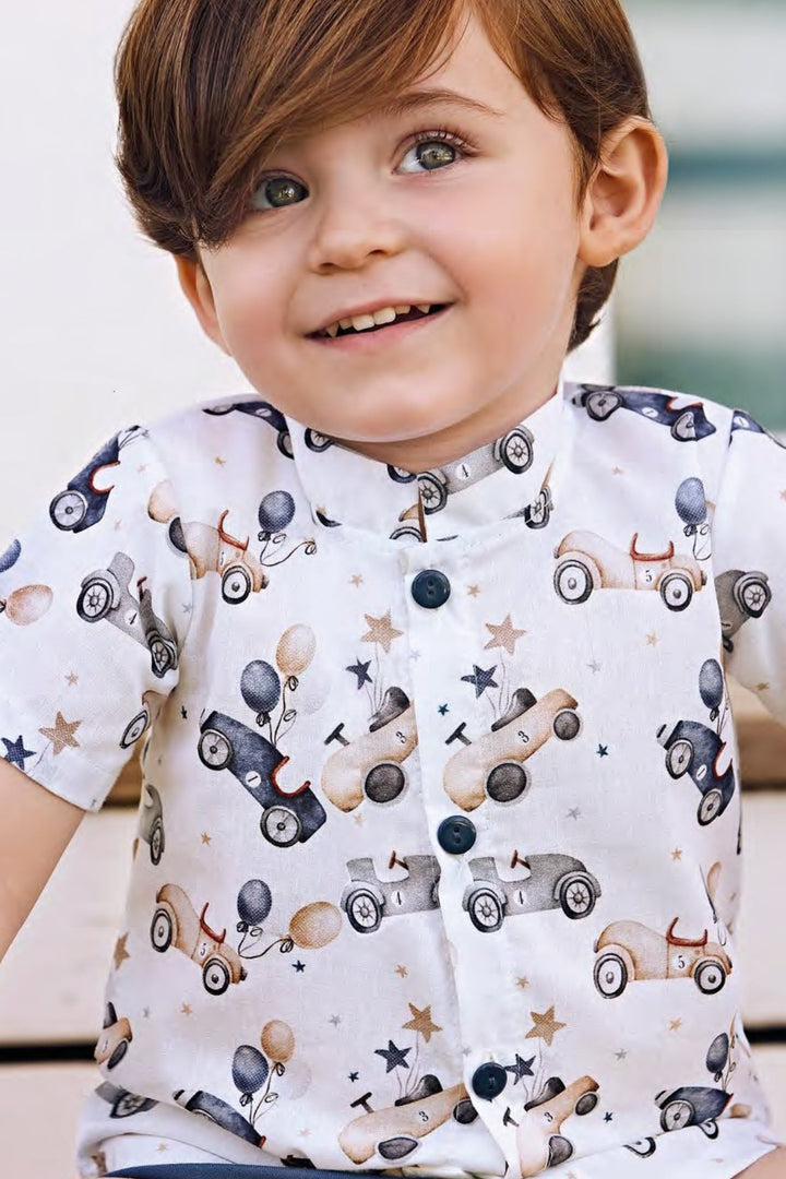 Juliana "Enzo" Midnight Blue Car Print Shirt & Shorts - Millie and John