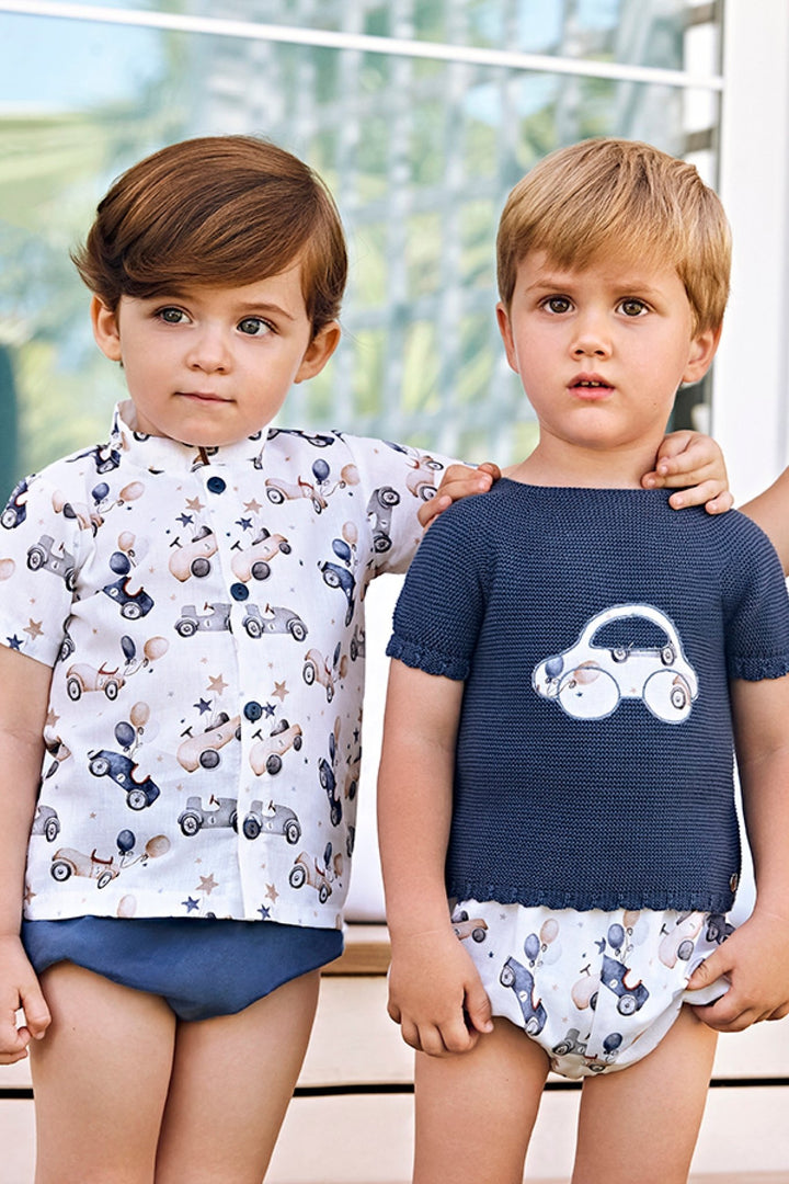 Juliana "Enzo" Midnight Blue Car Print Shirt & Shorts - Millie and John