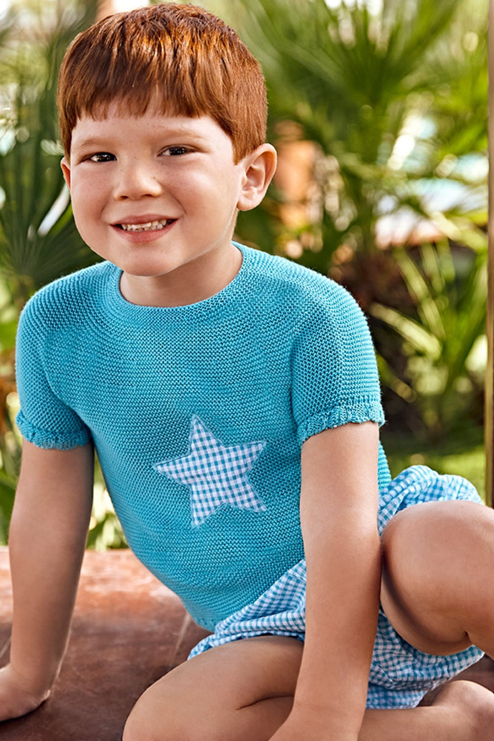 Juliana "Marcus" Turquoise Knit Top & Gingham Jam Pants - Millie and John