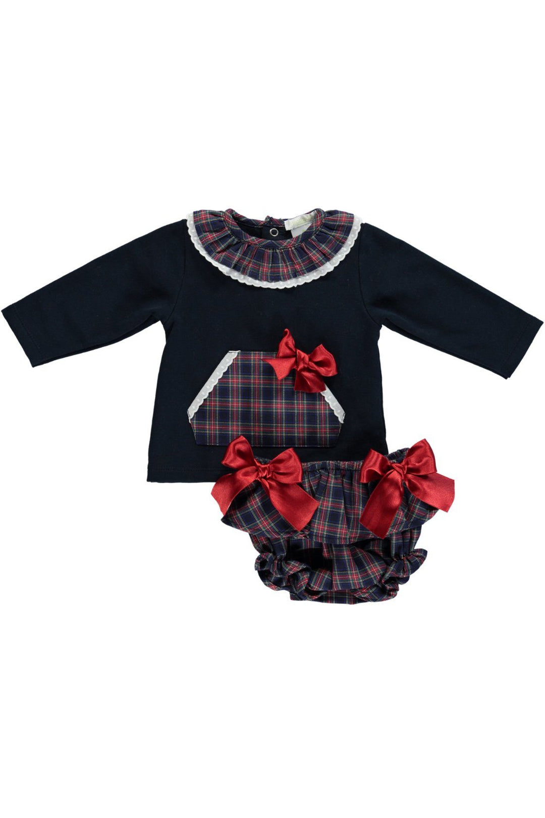 Deolinda "Khloe" Navy Tartan Top & Bloomers | Millie and John
