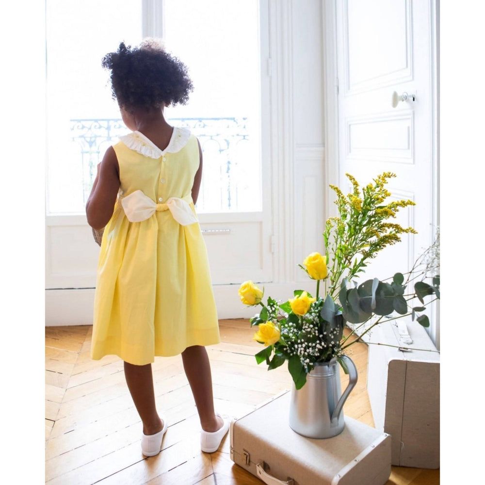 Kidiwi "Faustine" Lemon Smocked Collar Dress - Millie and John