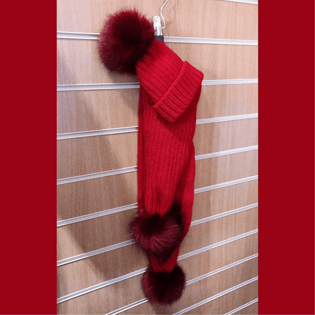 Kinder Knitted Faux Fur Pom Pom Scarf - Millie and John