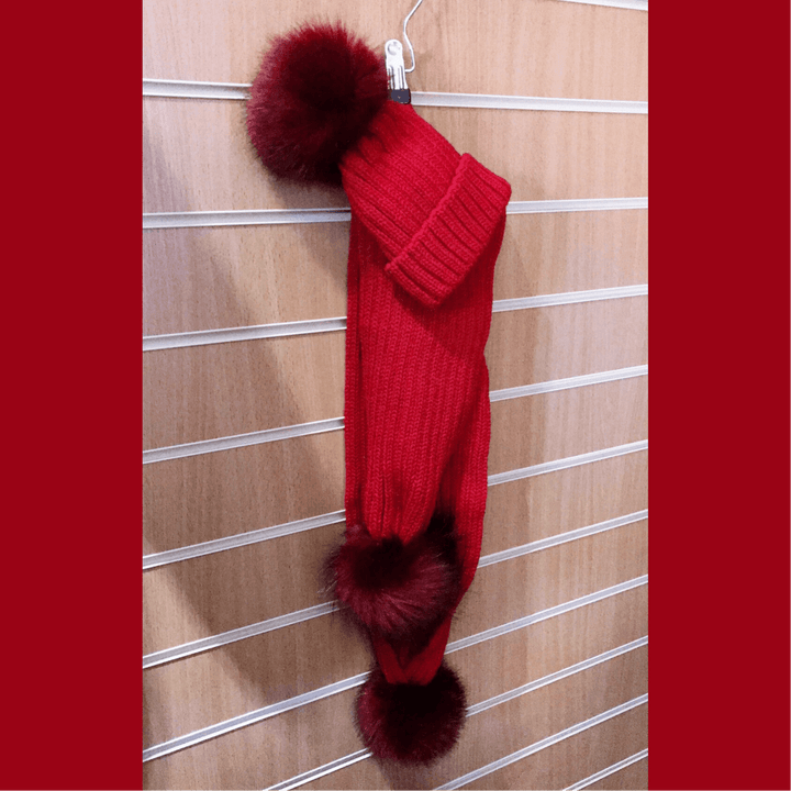 Kinder Knitted Faux Fur Pom Pom Scarf - Millie and John