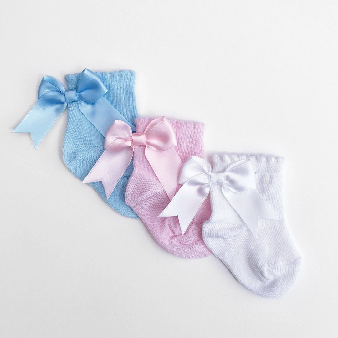 Kinder Satin Bow Ankle Socks - Millie and John
