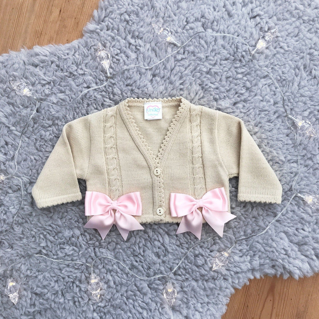 Kinder Satin Bow Cardigan - Millie and John