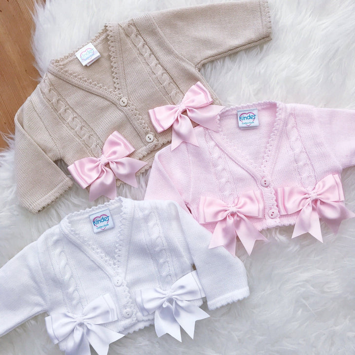 Kinder Satin Bow Cardigan - Millie and John